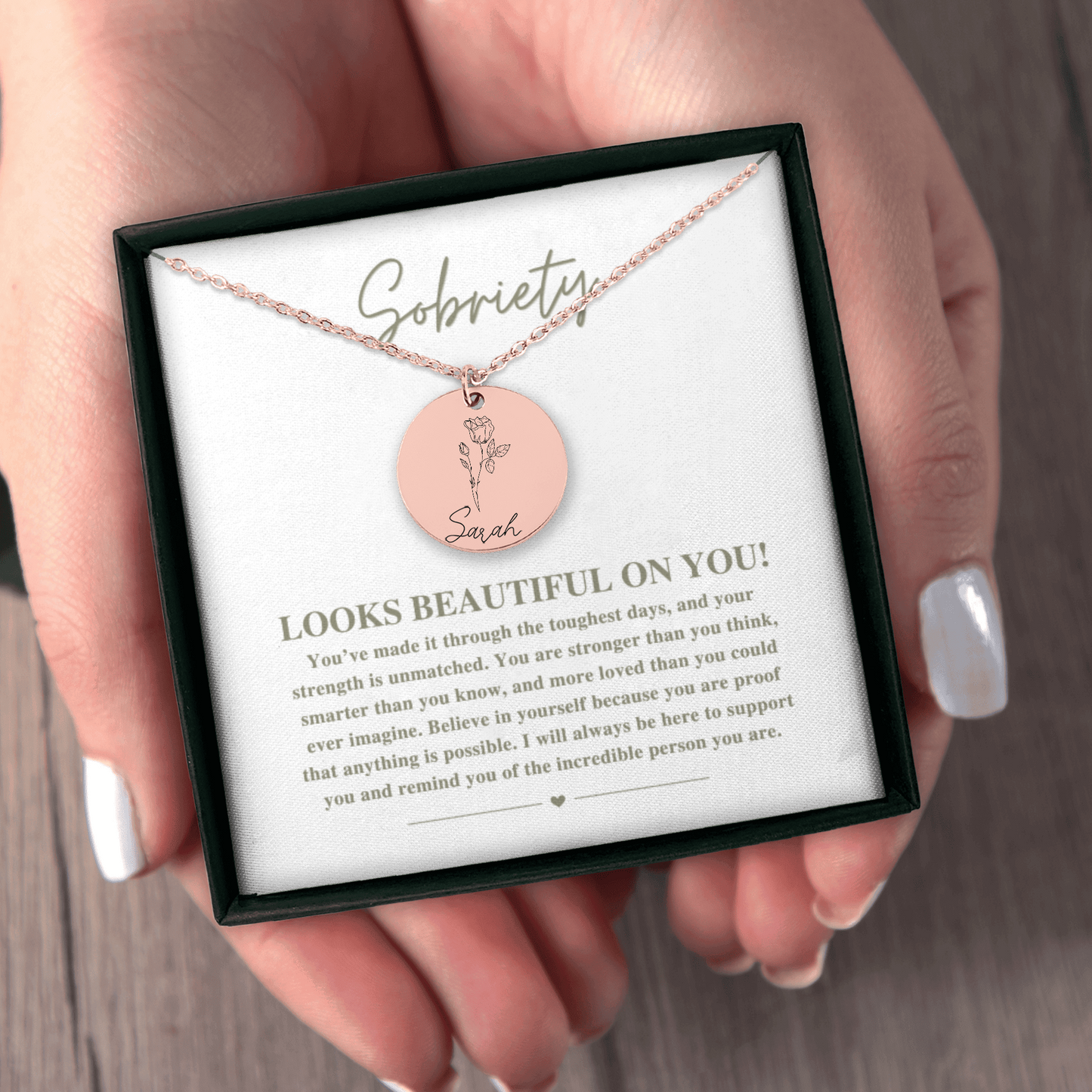 Sobriety Gift for Women – Personalized Birth Flower Necklace