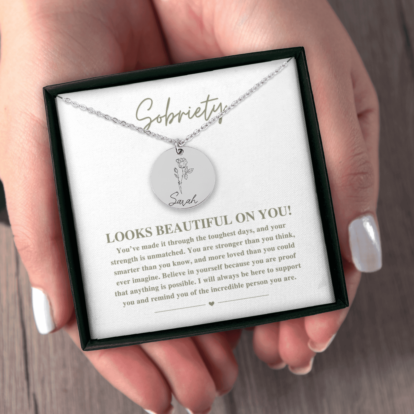 Sobriety Gift for Women – Personalized Birth Flower Necklace