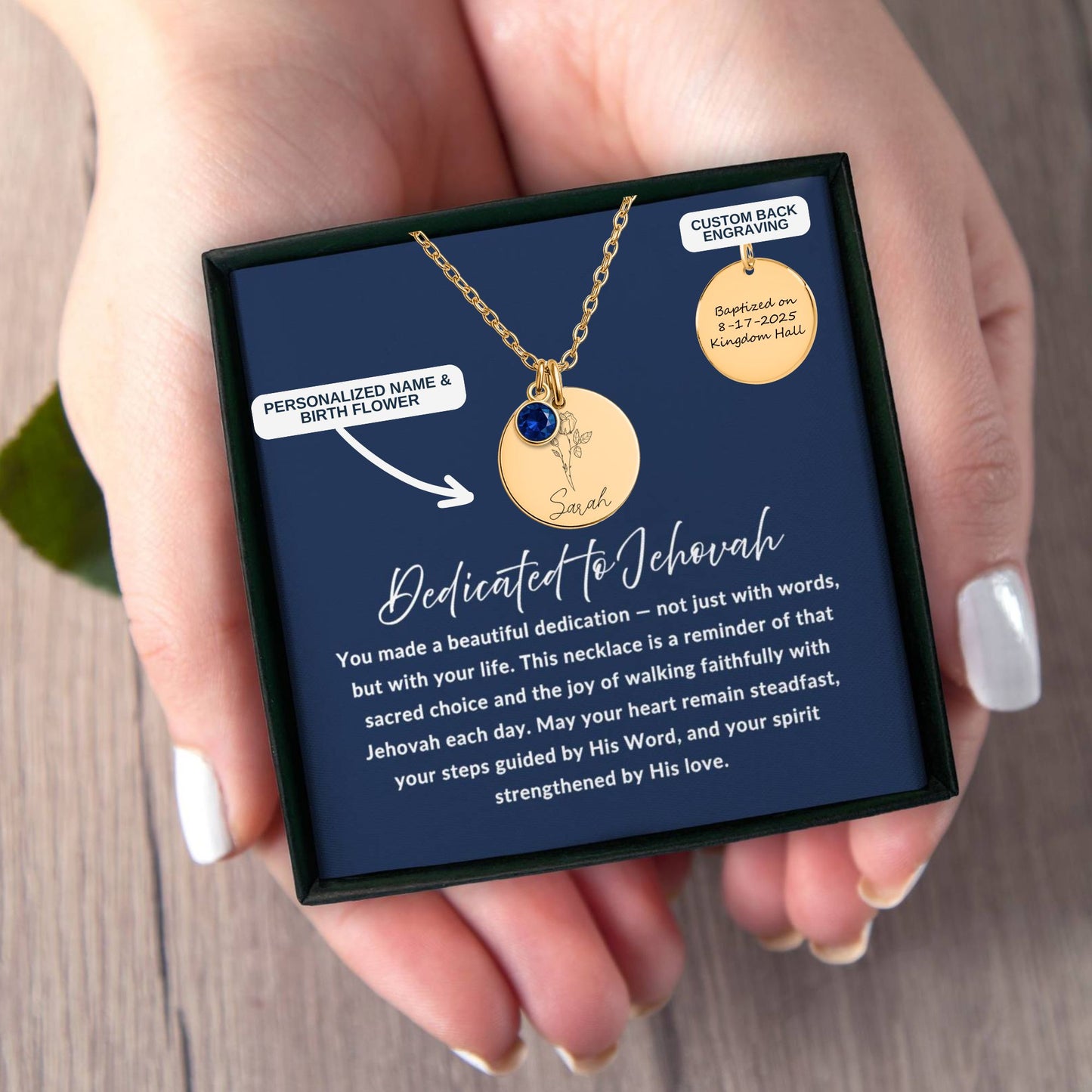 Dedicated to Jehovah Necklace – Personalized Baptism Gift