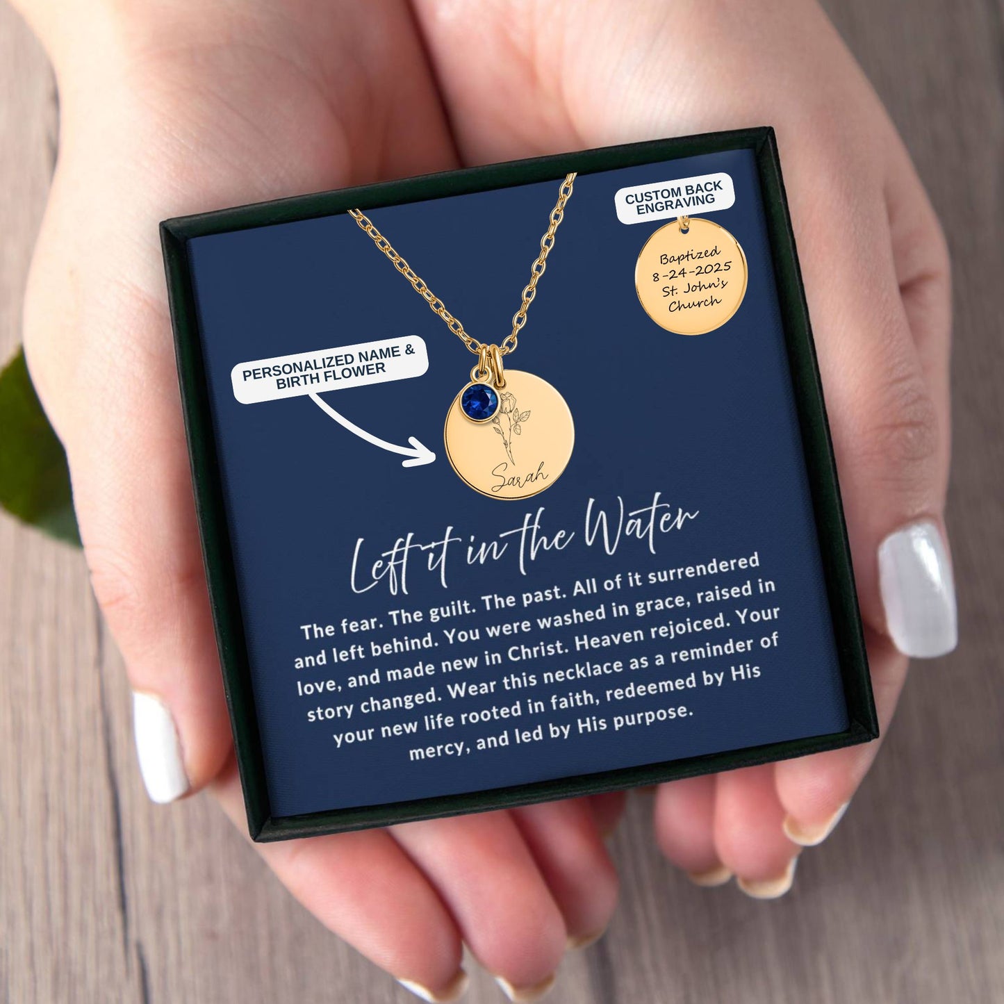 Left It in the Water Baptism Necklace – Personalized Gift
