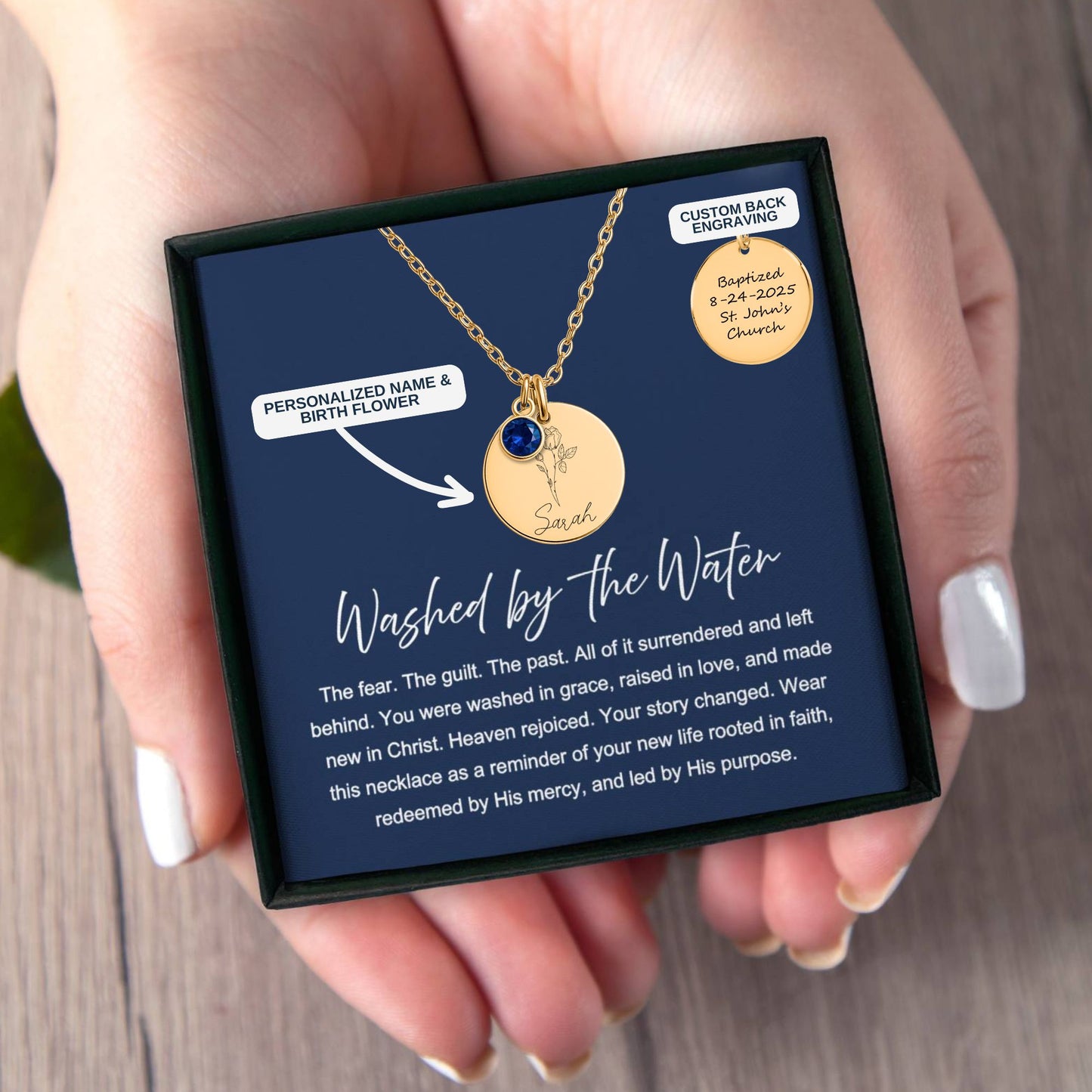 Washed by the Water Necklace – Personalized Baptism Gift