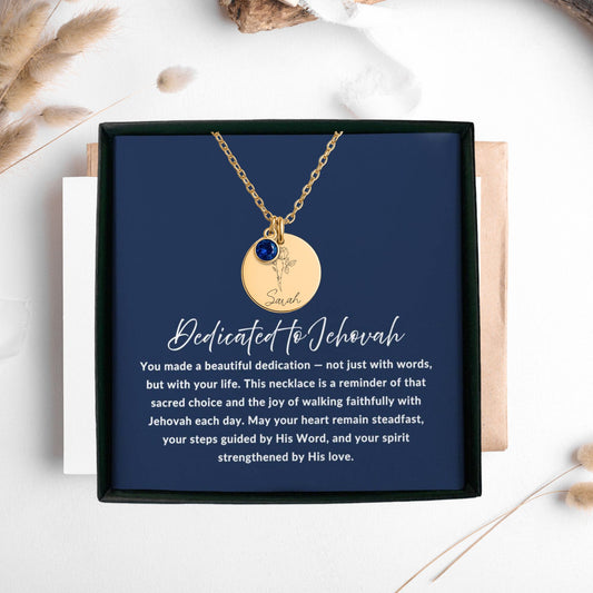 Dedicated to Jehovah Necklace – Personalized Baptism Gift