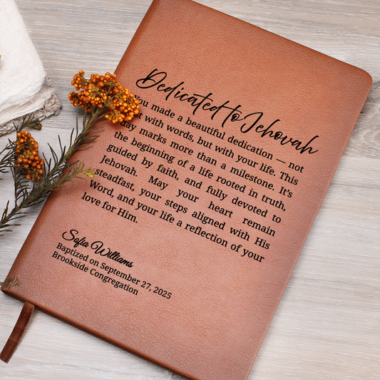 Dedicated to Jehovah Baptism Journal – Personalized Gift