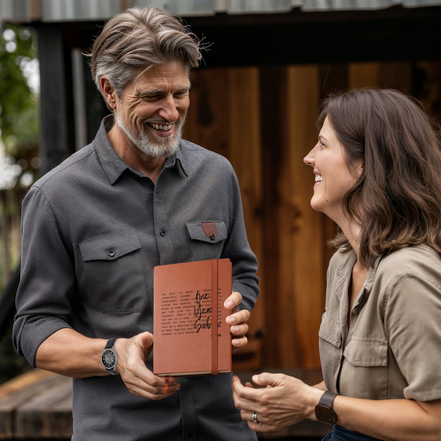 One Year Sober Leather Journal – Sobriety Milestone Gift
