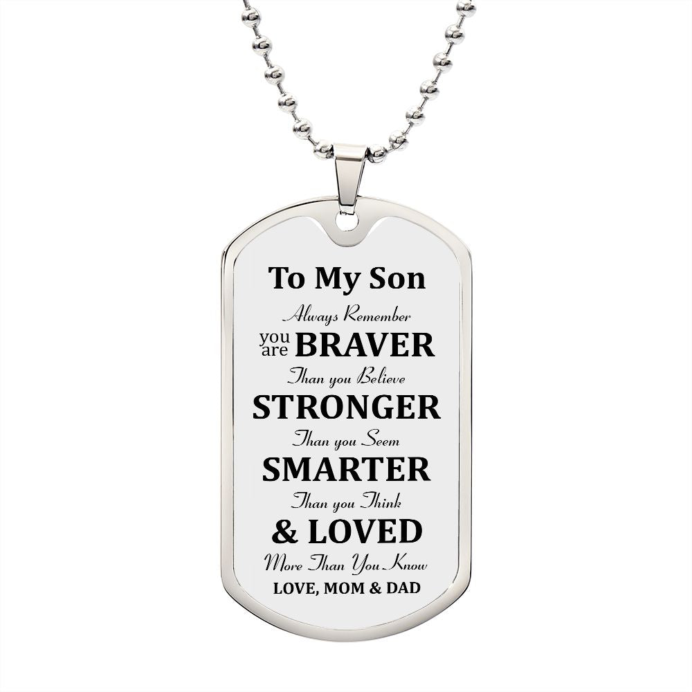To My Son Dog Tag Necklace Gift, Son Birthday Gift, Son Christmas Gift