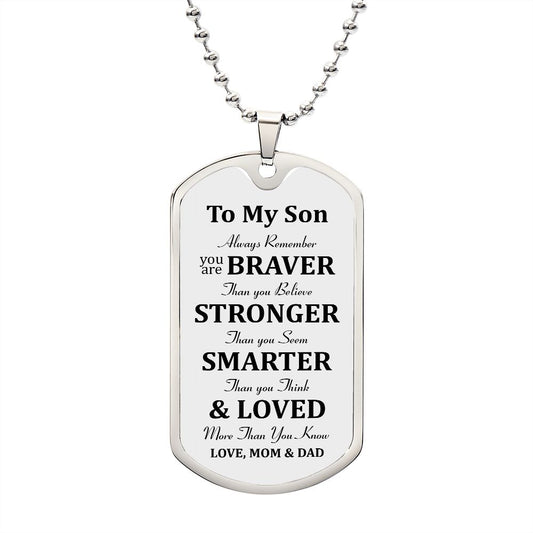 To My Son Dog Tag Necklace Gift, Son Birthday Gift, Son Christmas Gift