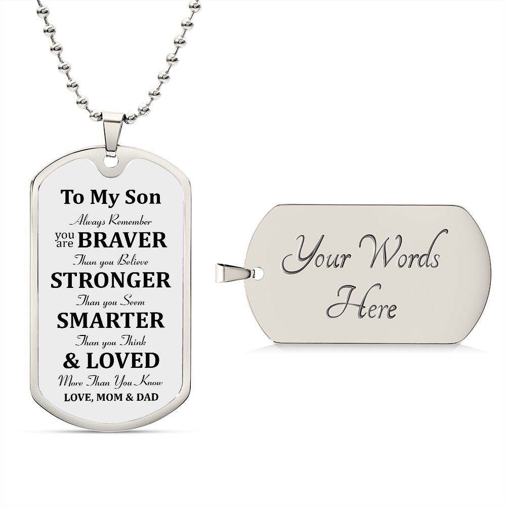 To My Son Dog Tag Necklace Gift, Son Birthday Gift, Son Christmas Gift