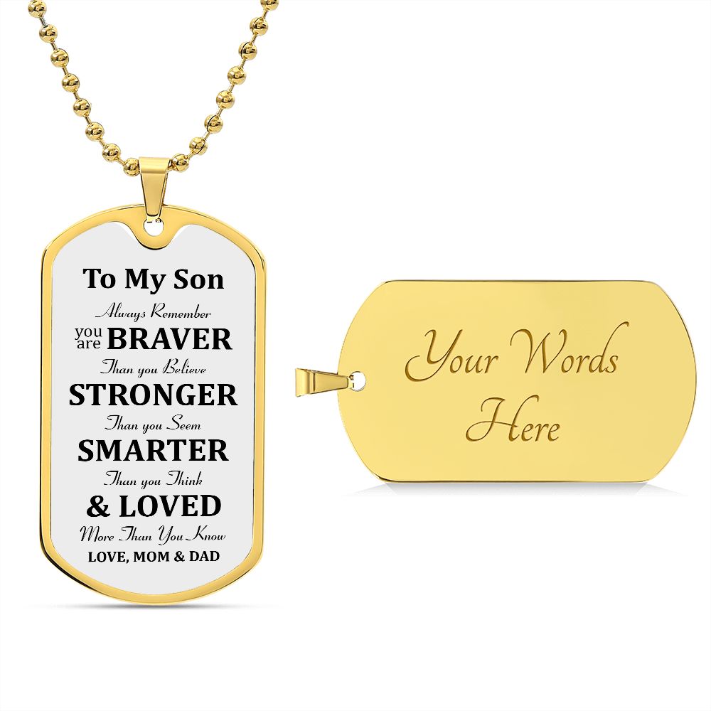 To My Son Dog Tag Necklace Gift, Son Birthday Gift, Son Christmas Gift