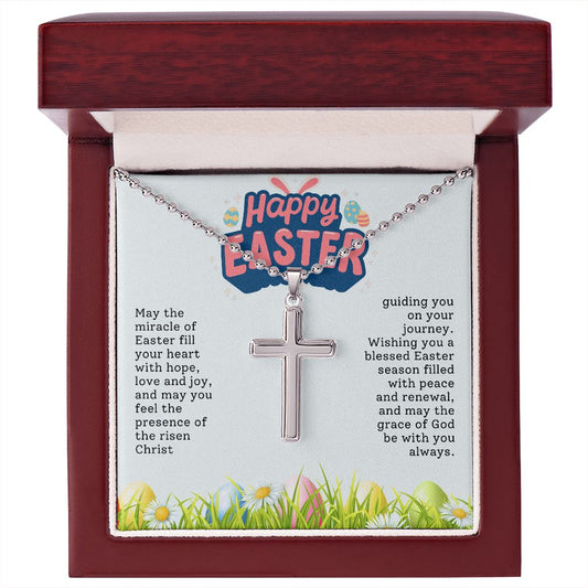 He is Risen Cross, Easter Cross Necklace Gift, Christian Gift, Godchild Gifts