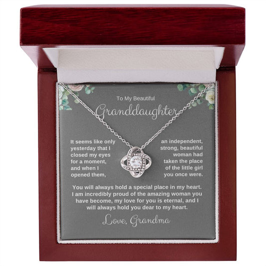 To My Granddaughter, You Will Always Hold A Special Place In My Heart - Love Knot Necklace
