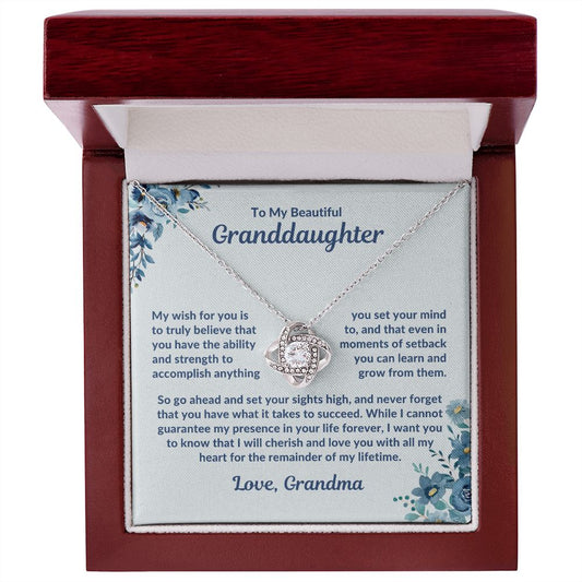 Granddaughter, Go Ahead And Set Your Sights High - Love Knot Necklace
