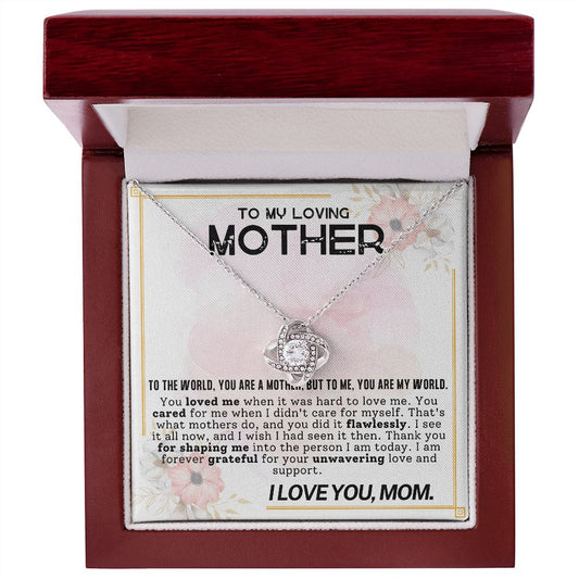 To My Loving Mother Love Knot Necklace, Necklace Gift for Mom from Daughter or Son